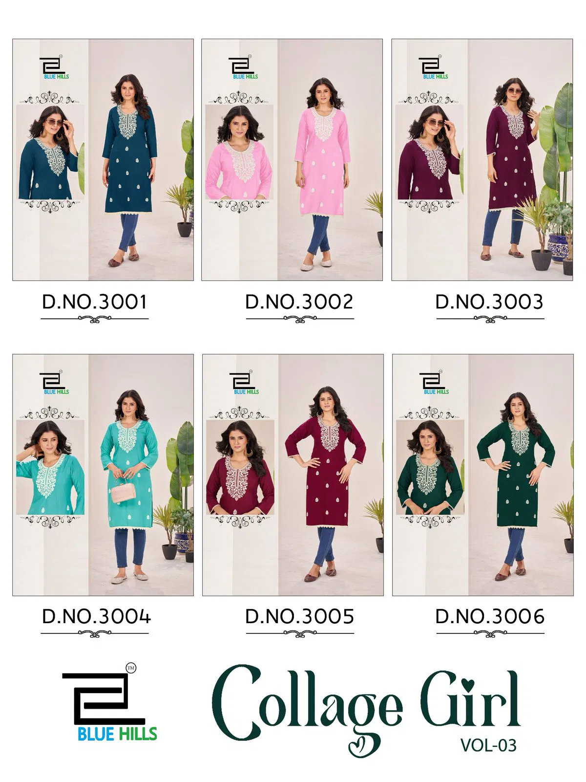 Collage Girl Vol 3 By Blue Hills Rayon Lucknawi Kurtis Wholesale Shop In Surat